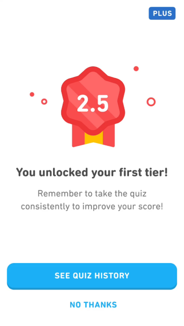 Progress Quiz result showing a score of 2.5 and a reminder to retake the quiz