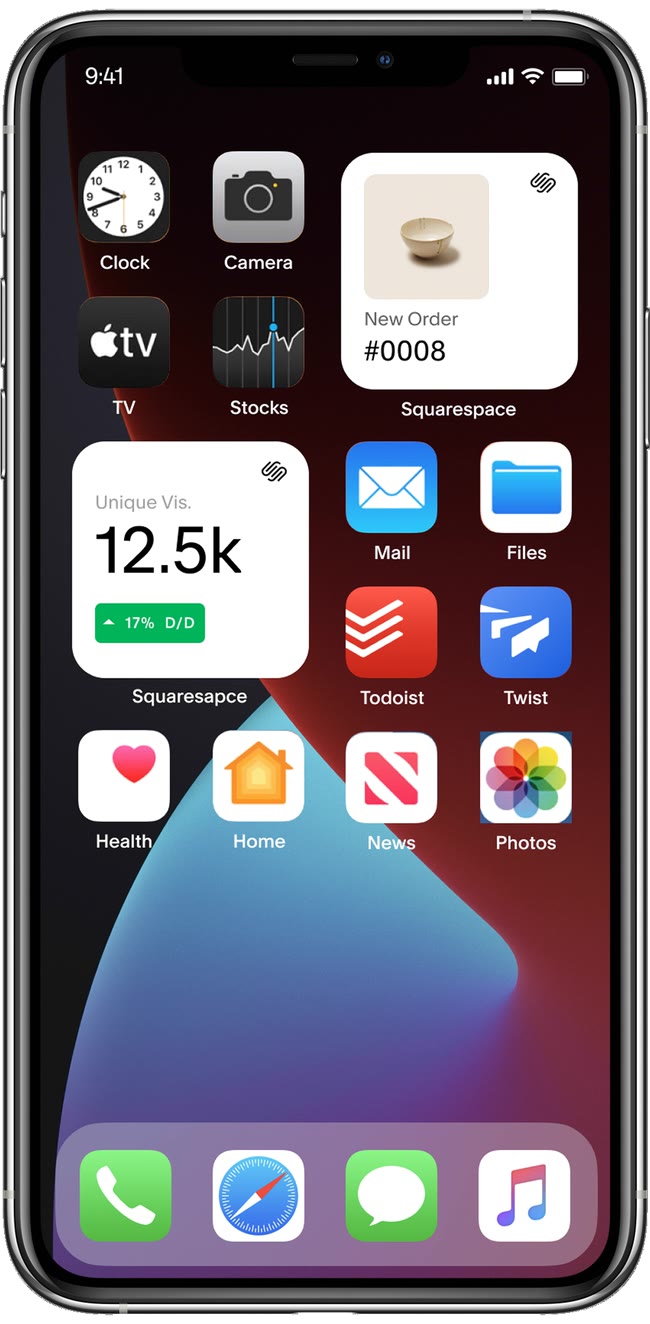 Home screen widgets with a new order and unique visitors